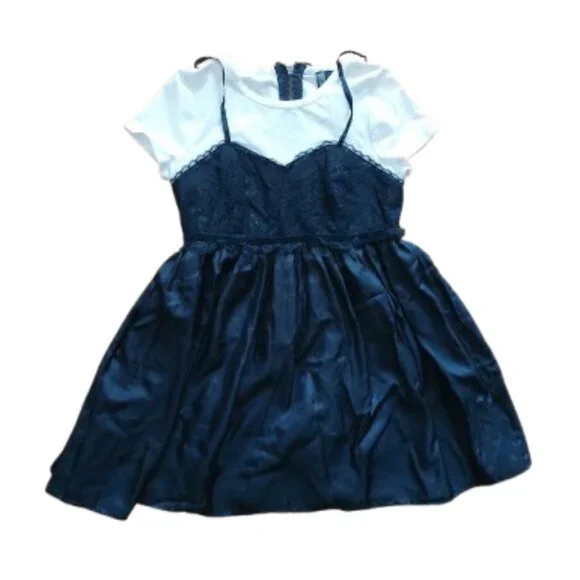 Short Black and White Baby Goth Dress Size Large - Picture 1 of 5